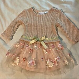 Pink Floral Toddler Dress with Gold Bow